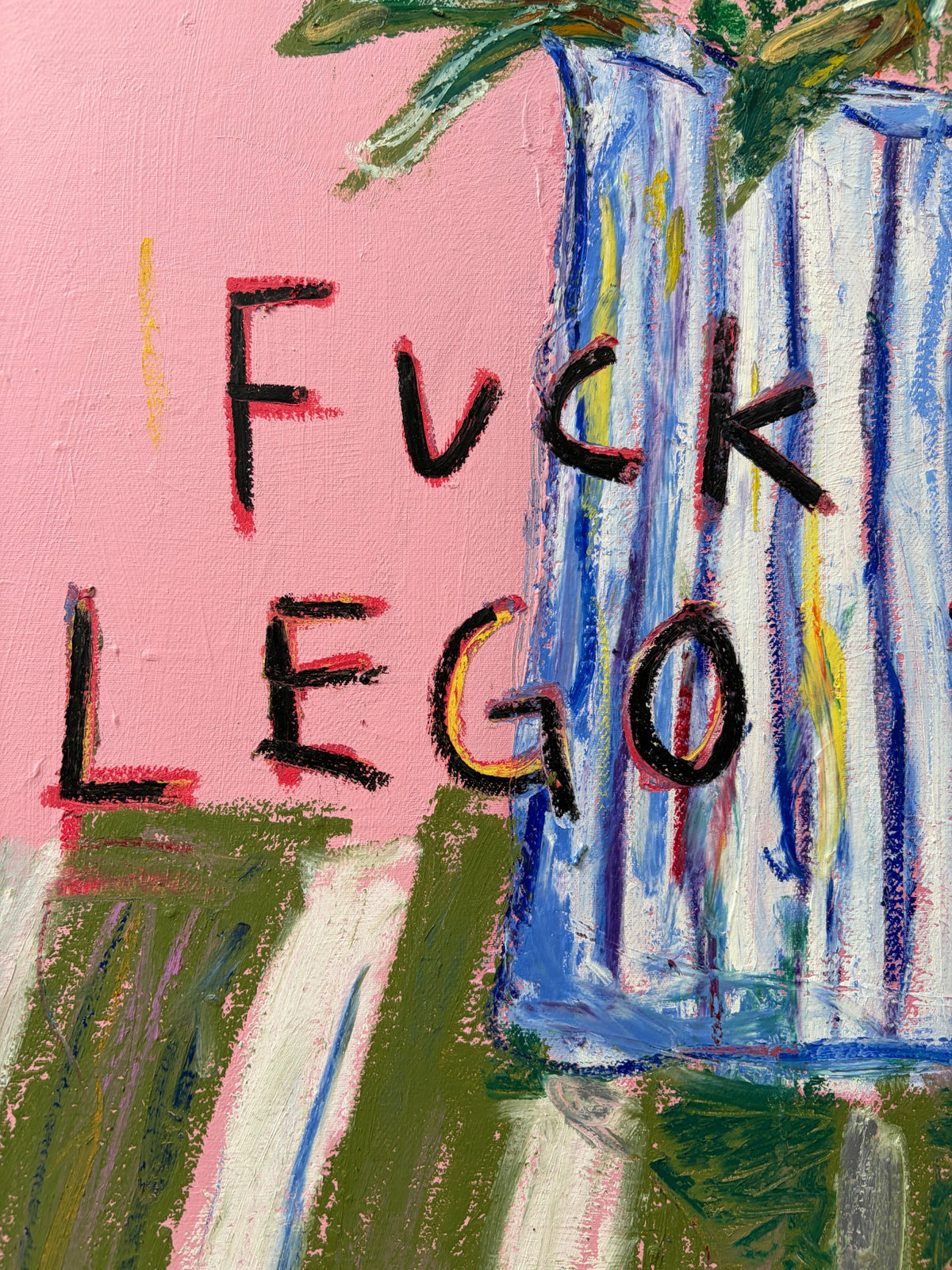 Fuck off Lego Flowers – Detailaufnahme der Malerei
