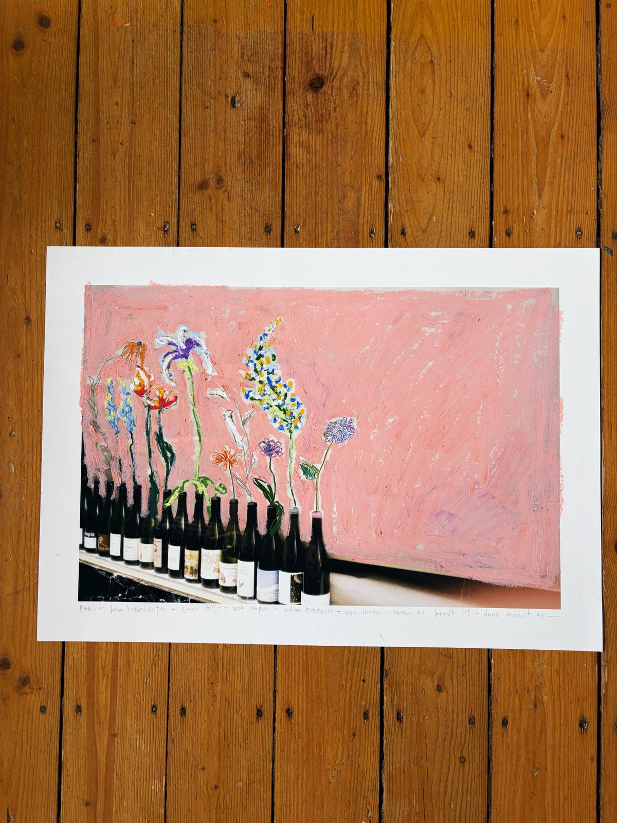 Blumen und Weinflaschen – Gesamtansicht des Werks von Philip Schürk